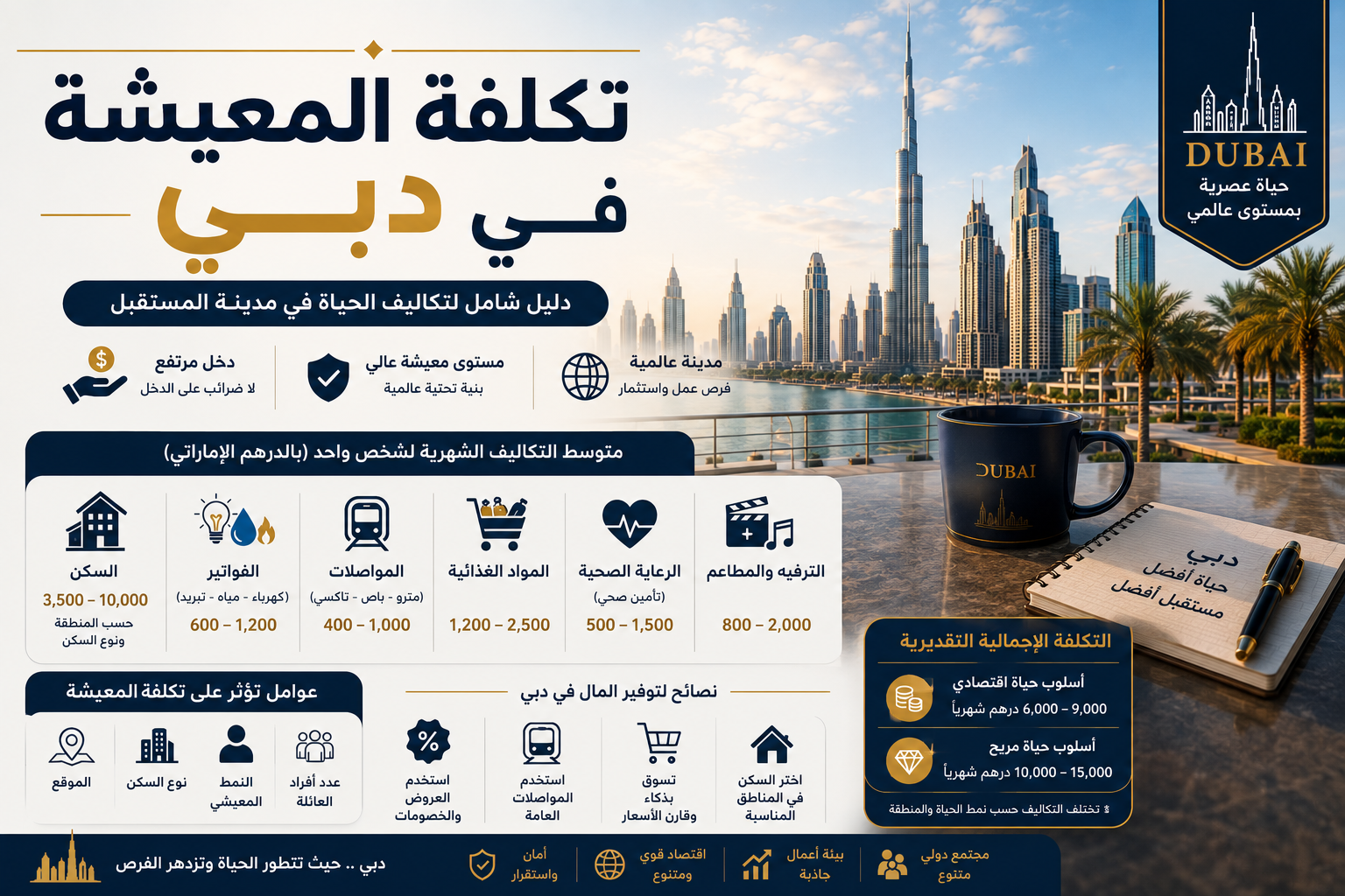 تكلفة المعيشة في دبي